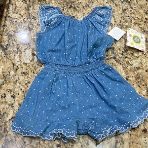Little Me Blue Polka Dot Romper
